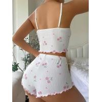 ราคา ชุดเซ็ท 2 ชิ้น เสื้อสายเดี่ยวลายเชอรี่ พร้อมกางเกงขาสั้น ชุดนอนเซ็กซี่ มี3สีให้เลือก ดำ ขาว แดง (23772948204)