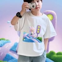 ราคา 2025 Labubu The Monsters Big Into Energy Series น่ารัก labubu พิมพ์เสื้อยืดเด็กด้านบนแขนสั้น 90 150CM CHIL เสื้อ (24443230712)
