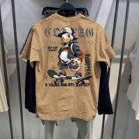 ราคา เสื้อยืดคอกลมแขนสั้นผ้าฝ้ายแท้ทรงหลวมพิมพ์ลายสไตล์ย้อนยุคสำหรับผู้ชายและผู้หญิง แฟชั่นลำลองสำหรับฤดูร้อน (24571168750)