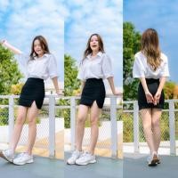 ราคา เสื้อนักศึกษาทรงบอย เสื้อ ทรง บอย ทรงตรงไม่เข้ารูป Oversize Sz 36 56 ทรงบอยมีกระเป๋า ผ้าไมโคร ผ้าคอมทวิว ผ้าดิบ (21394386178)