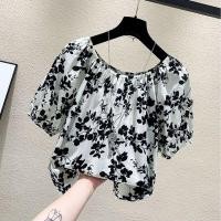 ราคา NIkyLundun เสื้อทีเชิ้ตแขนสั้นคอเดียวลายดอกไม้เล็กๆเสื้อชีฟองทรงหลวมใส่ช่วงฤดูร้อนสำหรับผู้หญิงเสื้อตัวเล็กสไตล์ตะวันตกสุดเก๋สำหรับผู้หญิง (24295665770)