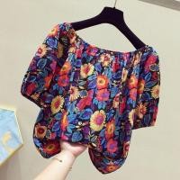 ราคา NIkyLundun เสื้อทีเชิ้ตแขนสั้นคอเดียวลายดอกไม้เล็กๆเสื้อชีฟองทรงหลวมใส่ช่วงฤดูร้อนสำหรับผู้หญิงเสื้อตัวเล็กสไตล์ตะวันตกสุดเก๋สำหรับผู้หญิง (24295665815)