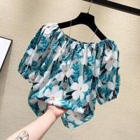 ราคา EchoBliss เสื้อทีเชิ้ตแขนสั้นคอเดียวลายดอกไม้เล็กๆเสื้อชีฟองทรงหลวมใส่ช่วงฤดูร้อนสำหรับผู้หญิงเสื้อตัวเล็กสไตล์ตะวันตกสุดเก๋สำหรับผู้หญิง (24295813178)