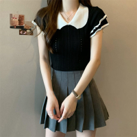 ราคา เสื้อสเวตเตอร์คอโปโลแขนสั้นผู้หญิงทรงสลิมฟิต ทรงเข้ารูป สไตล์หวาน สีสันสดใส ผ้ากำมะหยี่เนื้อนุ่ม ฤดูร้อน 2023 (24620714823)