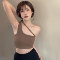 ราคา เสื้อครอปแขนกุดเปิดไหล่ข้างเดียว ชุดสายเดี่ยว สําหรับผู้หญิง (22446520877)