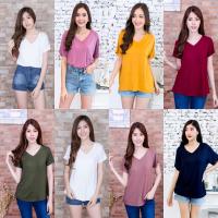 ราคา เสื้อเรย่อนคอวี BigSize อก36 44 กระเป๋าหน้า ผ้าเรย่อน เสื้อยืดเรย่อนคอวี เสื้อแขนสั้นเรย่อน เสื้อยืดคอวี เสื้อสีแดง (10114461160)