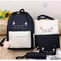 ราคา กระเป๋าเป้ เซ็ท4ชิ้น สีสันสวยน่ารักมีปอมๆกระเป๋าสะพาย รุ่นสีทูโทน (23009886281)