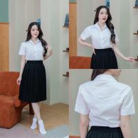 ราคา เสื้อนักศึกษาหญิง เสื้อนักศึกษาหญิงเข้ารูป แขนสามเหลี่ยมถูกระเบียบ สีขาวนวล ขาวสว่าง ขาวโอโม่ (24402473834)