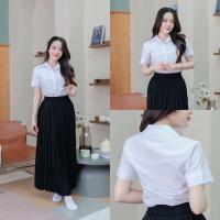 ราคา เสื้อนักศึกษาหญิง เสื้อนักศึกษาหญิงเข้ารูป แขนสามเหลี่ยมถูกระเบียบ สีขาวนวล ขาวสว่าง ขาวโอโม่ (24402473849)