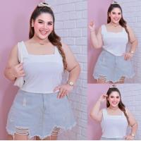 ราคา ส่งฟรี เสื้อแขนกุด เสื้อสายเดี่ยวสาวอวบ เสื้อแขนกุดไซส์ใหญ่ ทรงครอป ผ้าร่อง ใส่สวย เซกซี่ A298 เสื้อกล้ามไซส์ใหญ่ เสื้อกล้ามสาวอวบ เสื้อแขนกุดคนอ้วน สายเดี่ยว (24479901533)