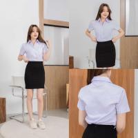 ราคา เสื้อนักศึกษาหญิง เสื้อนักศึกษาหญิงเข้ารูป แขนสามเหลี่ยมถูกระเบียบ สีขาวนวล ขาวสว่าง ขาวโอโม่ (24402473865)