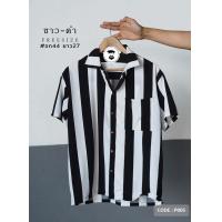 ราคา เสื้อมินิมอล สไตล์เกาหลี เสื้อเชิ้ตฮาวาย Freesize Baystore เสื้อลายทางแนวเกาหลี (15176977583)