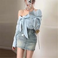 ราคา เสื้อเชิ้ตคอเฉียงผูกโบว์ไหล่สไตล์เกาหลีสำหรับผู้หญิงในช่วงฤดูร้อน ทรงเข้ารูป แขนยาว ทรงเข้ารูป แฟชั่น ฤดูร้อน 2025 (24590045295)