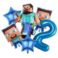 ราคา ลูกโป่งฟิล์มอะลูมิเนียมรูป Minecraft ลูกโป่งตัวเลขสีฟ้าอุปกรณ์ตกแต่งชุดงานเลี้ยงวันเกิดงานปาร์ตี้ (24367543922)