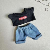 ราคา 17cm Labubu Plush Dolls Clothes vinyl baby doll clothes cute khaki pants supreme set sitting party clothes (23669130097)
