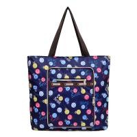 ราคา Large capacity nylon shoulder bag foldable shopping bag womens casual printed handbag zippered storage bag (24154678997)