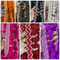 ราคา ลูกไม้ผ้าลูกปอม เทปแต่งตุ้งติ้งลูกปอม สีแดง ขนาด2นิ้ว เนื้อดี สีสวย แบ่งขาย ห่อ2เมตร (23183376754)