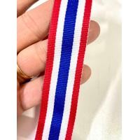 ราคา ริบบิ้นผ้าลายธงชาติไทย เนื้อดี ลายสวย สีธงชาติไทย ขนาด25มิล ผ้าหนา สีสวยสด ส่งไว ห่อ10เมตร (24609970147)
