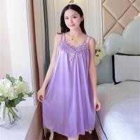ราคา QIUQIAN Ice Silk Satin Women Nightgown Large Size Lace Stitching Spaghetti Strap Night Dress Ladies Nightwear Women Pajamas (24397265450)