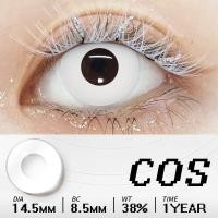 ราคา ส่งกล่องดูแล FUNSACHY คอนแทคเลนส์คอสเพลย์ 1 คู่ 14 5 มม ตาบอด สีดำสีขาวบริสุทธิ์ตาบอดสีขาวคอนแทคเลนส์รายปี (22663210642)