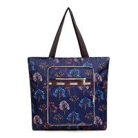 ราคา Large capacity nylon shoulder bag foldable shopping bag womens casual printed handbag zippered storage bag (24154678998)