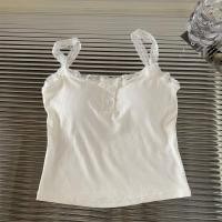 ราคา Free Gift Female Korean Sleeveless Tops Pure Desire Lace Camisole With Chest Pads Women Summer Crop Tops (24029305633)