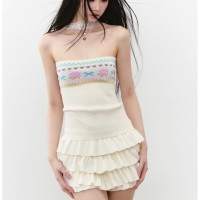 ราคา XANLYSHE เสื้อเกาะอกสำหรับผู้หญิงเสื้อเกาะอกแบบใหม่ฤดูร้อนลายดอกไม้ลูกไม้ถักสองสวมเสื้อกั๊กเกาะอก (24607860741)