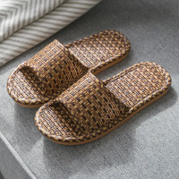 ราคา Soft soled Anti SLIP หวายทอรองเท้าแตะในร่มสําหรับผู้ชายผู้หญิงฤดูร้อนในครัวเรือนรองเท้าแตะผ้าลินิน Four Seasons Comfort (23665771384)