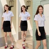 ราคา กระโปรงนักศึกษาทรงเอ ผ่าหน้า ผ่าหลัง มียาว14 16 18 20 กระโปรงทรงเอ สีดำผ้ายืดฮานาโกะเกรดดีที่สุด (24296338778)