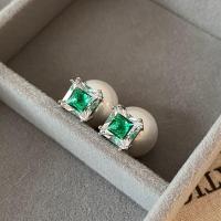 ราคา ต่างหูไข่มุกสี่เหลี่ยมประดับเพชรเซอร์โคเนียสีเขียว S925 เงินแท้ ดีไซน์หรูหรา เครื่องประดับแฟชั่นสำหรับผู้หญิง (24064013986)