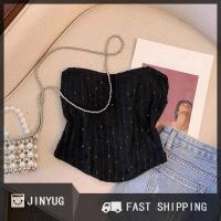 ราคา JINYUG Hot Sale เสื้อเกาะอกปักเลื่อมเซ็กซี่สำหรับผู้หญิงเสื้อเกาะอกเข้ารูปแบบไม่สม่ำเสมอแฟชั่นโชว์ไหล่พร้อมแผ่นหน้าอก (24228109295)