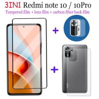 ราคา 3 in 1 For xiaomi Redmi note 10S xiaomi Redmi note 10 5G Redmi note 10 Pro ฟิล์มกระจกนิรภัย Tempered Glass ฟิล์มกระจกกันรอยกล้องหลัง เลนส์กล้องถ่ายรูปฟิล์ม 3D คาร์บอนไฟเบอร์ด้านหลังฟ (9234871725)