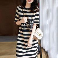 ราคา XANLYSHE ชุดสตรีฤดูร้อนเสื้อยืดพิมพ์ลายชุดเดรสผู้หญิงแขนสั้นความยาวปานกลางเสื้อตัวในผ่าข้าง (24565725038)