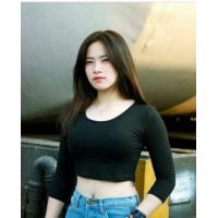 ราคา เสื้อครอปคอกลมแขนยาว เอวลอย เสื้อแฟชั่นผญ2022 เสื้อยืดแขนยาว (8197953435)