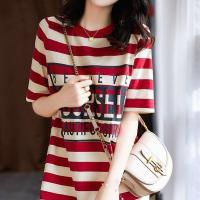 ราคา XANLYSHE ชุดสตรีฤดูร้อนเสื้อยืดพิมพ์ลายชุดเดรสผู้หญิงแขนสั้นความยาวปานกลางเสื้อตัวในผ่าข้าง (24565725031)