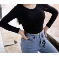 ราคา ถูกสุด เสื้อครอปคอกลมแขนยาว เอวลอย เสื้อยืดแขนยาว เสื้อแฟชั่นผญ2022 (8393136742)