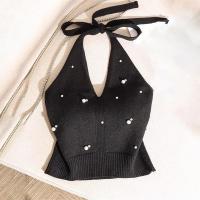 ราคา ChoiFoo จัดส่งจากประเทศไทย เสื้อกั๊ก Cewek Seksi เสื้อกั๊กเเขวนคอสไตล์ฝรั่งเศสเสื้อบังทรงสำหรับผู้หญิงใหม่2025เสื้อถักประดับมุกเสื้อบังทรงเข้ารูปพอดีเสื้อสายเดี่ยวเปิดไหล่เสื้อเอวลอยเปิดไหล่ท่อนบนนุ่ม