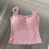 ราคา Free Gift Female Korean Sleeveless Tops Pure Desire Lace Camisole With Chest Pads Women Summer Crop Tops (24029305635)