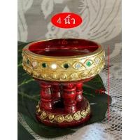 ราคา ขันโตก พาน ไม้จามจุรี ลายหนอน 5 ไซส์ รุ่นทองเยอะ เดินเส้นประดับกระจกหลากสี ขันโตกสีแดง พาน พานโตก ลายไทย ทำแบบทองเก่าโบราณ (8494074619)