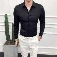 ราคา เสื้อเชิ้ตลําลองผู้ชายเสื้อยืดแขนยาว Slim Fit เสื้อเชิ้ตลําลองผู้ชายเสื้อยืดแขนยาว Slim Fit Bodycon Shirt M 3XL (5758166571)