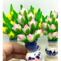 ราคา 1คู่ แจกันดอกบัวจิ๋วสีขาวชมพู 4 ดอกบัวตูมพับ 9 ดอก แจกันลายดอกไม้ F9 (4656960162)