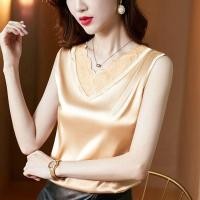 ราคา XANLYSHE เสื้อกล้ามผ้าซาตินฤดูร้อนสำหรับผู้หญิงเสื้อแขนกุดแมทช์ลุคง่ายไซส์ใหญ่สำหรับสาวอวบใส่แล้วดูผอมเสื้อสายเดี่ยวลูกไม้สีพื้นใส่แล้วดูผอมเพรียว (24554733526)
