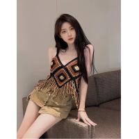 ราคา เสื้อกล้ามถักสายเดี่ยวลายลูกไม้ แต่งพู่สีสดใส (24425163614)