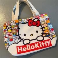 ราคา QIUQIAN HelloKitty กระเป๋าผ้าใบ Sanrio กระเป๋ากระเป๋าถือสะพายไหล่ความจุขนาดใหญ่สำหรับนักเรียนกระเป๋าช้อปปิ้งสุภาพสตรี (24069899470)