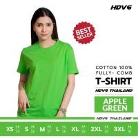 ราคา เสื้อยืดสีพื้น สีเขียวอ่อน เสื้อยืดคอกลม เสื้อแขนสั้น Apple Green (7656821967)