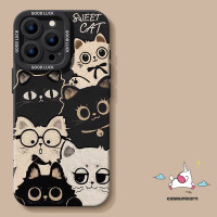 ราคา น่ารักการ์ตูนแว่นตาสีดำลูกแมวเต็มหน้าจอดูเดิลเคส IPhone 16 12 11 15 13 14 Pro Max XS Max 8 7 14 16 Plus 8Plus X 7Plus XR (24498464434)