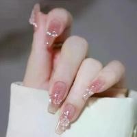 ราคา 24 ชิ้นเล็บปลอมหัวเล็บ Camellia เล็บปลอมหัว UV เจลเล็บระบบรูปไข่อัลมอนด์แกะสลักเล็บสั้น (22928627221)