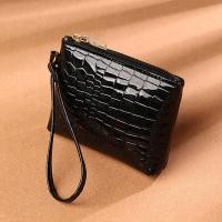 ราคา กระเป๋าใส่เหรียญลายจระเข้ขนาดเล็ก กระเป๋าสตางค์หนังเทียมพร้อมซิป กระเป๋าหลายใบเรียบง่ายพร้อมสายรัดข้อมือ (23804281886)