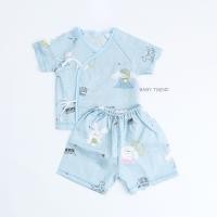 ราคา Little Home Baby ชุดเซ็ทเสื้อผูกหน้าและดุมหน้าพร้อมกางเกงทารก 0 3 เดือน ผ้ามัสลิตคอตตอนทอตาราง นุ่มๆ (24615140171)