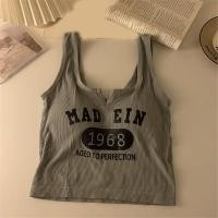 ราคา Summer Fashion Letter Print Sleeveless Casual Tank Women Summer Causal Crop Tops With Built In Bras Ladies Stylish Casual Tops (24330198708)